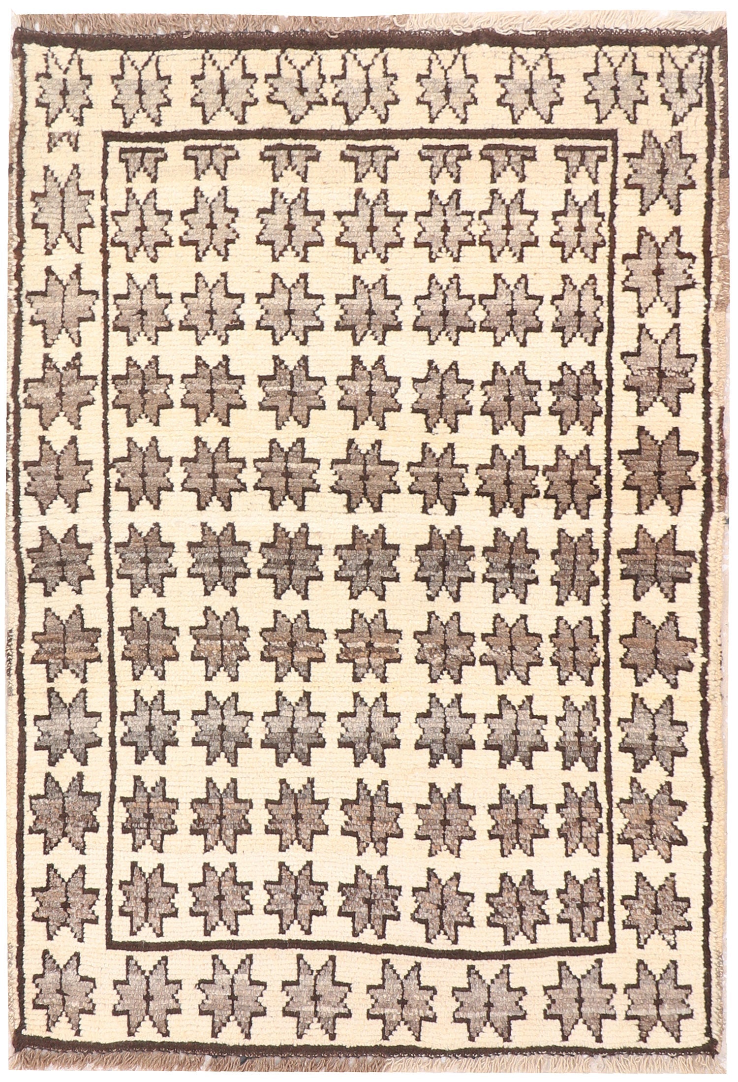 3' X 4' Ivory Handmade Natural Taimani Carpets Afghan Rectangular