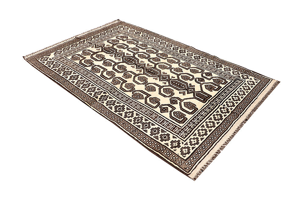 5' 6" X 8' Ivory Handmade Natural Taimani Carpets Afghan Rectangular