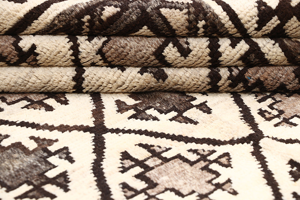 5' X 8' Ivory Handmade Natural Taimani Carpets Afghan Rectangular