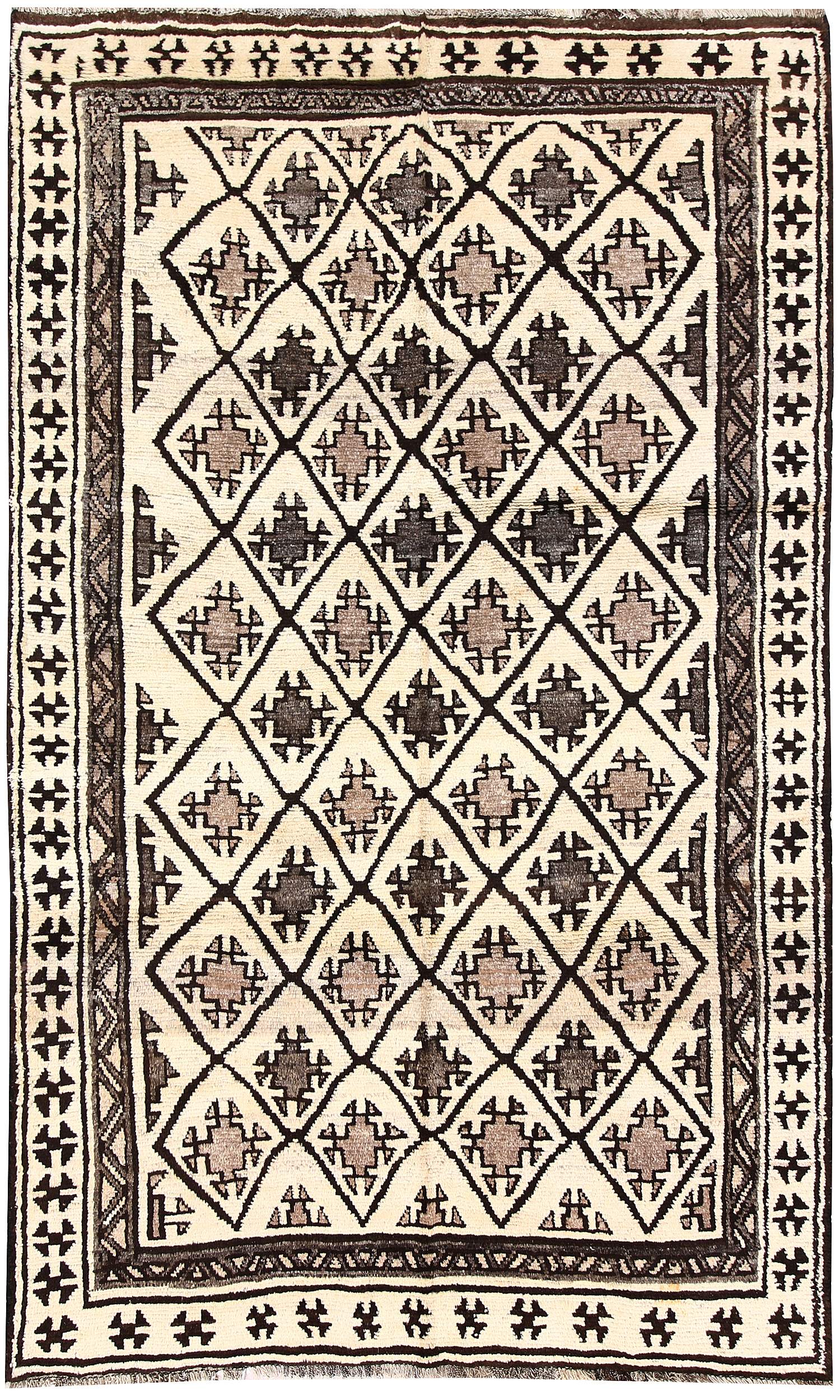 5' X 8' Ivory Handmade Natural Taimani Carpets Afghan Rectangular