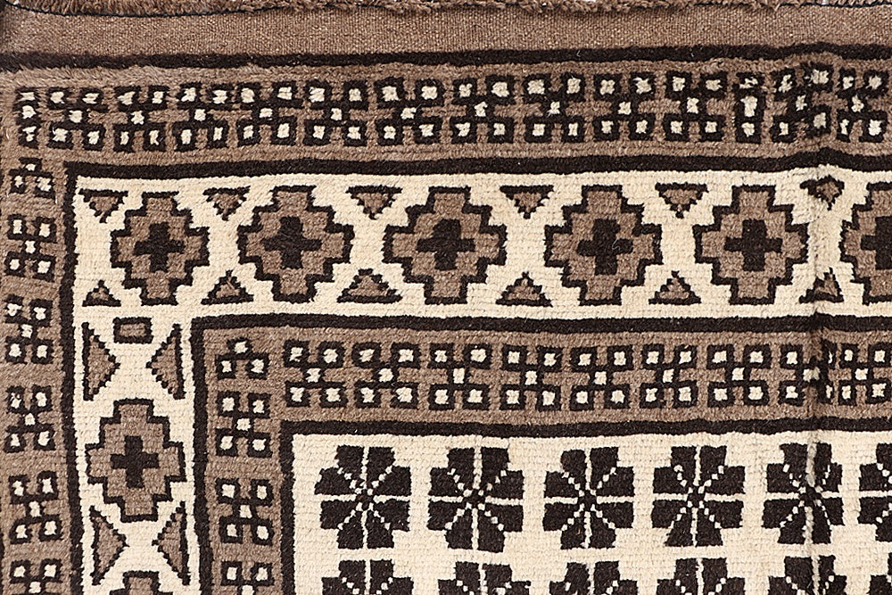 5' 6" X 8' Ivory Handmade Natural Taimani Carpets Afghan Rectangular