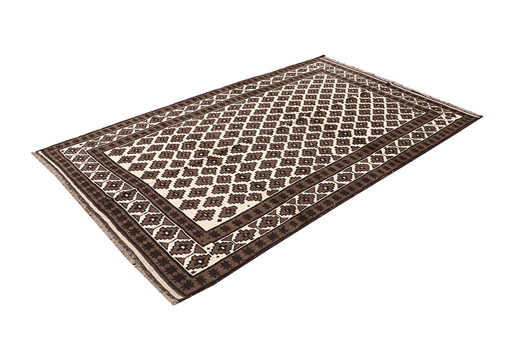 5' 6" X 8' Ivory Handmade Natural Taimani Carpets Afghan Rectangular