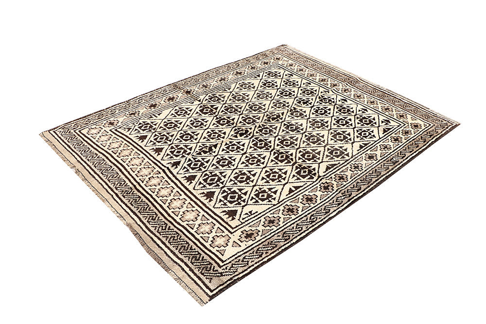 Ivory Handmade Natural Taimani Carpets Afghan Rectangular