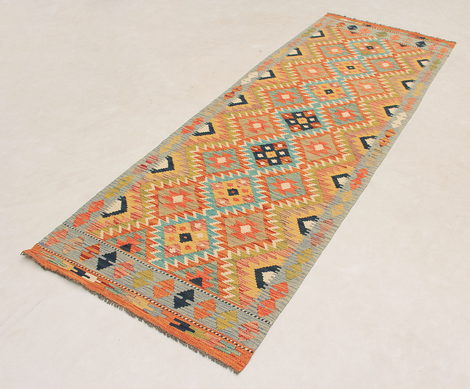 3' X 8' Multy Handmade Veggie Dye Kilim Rug Runner