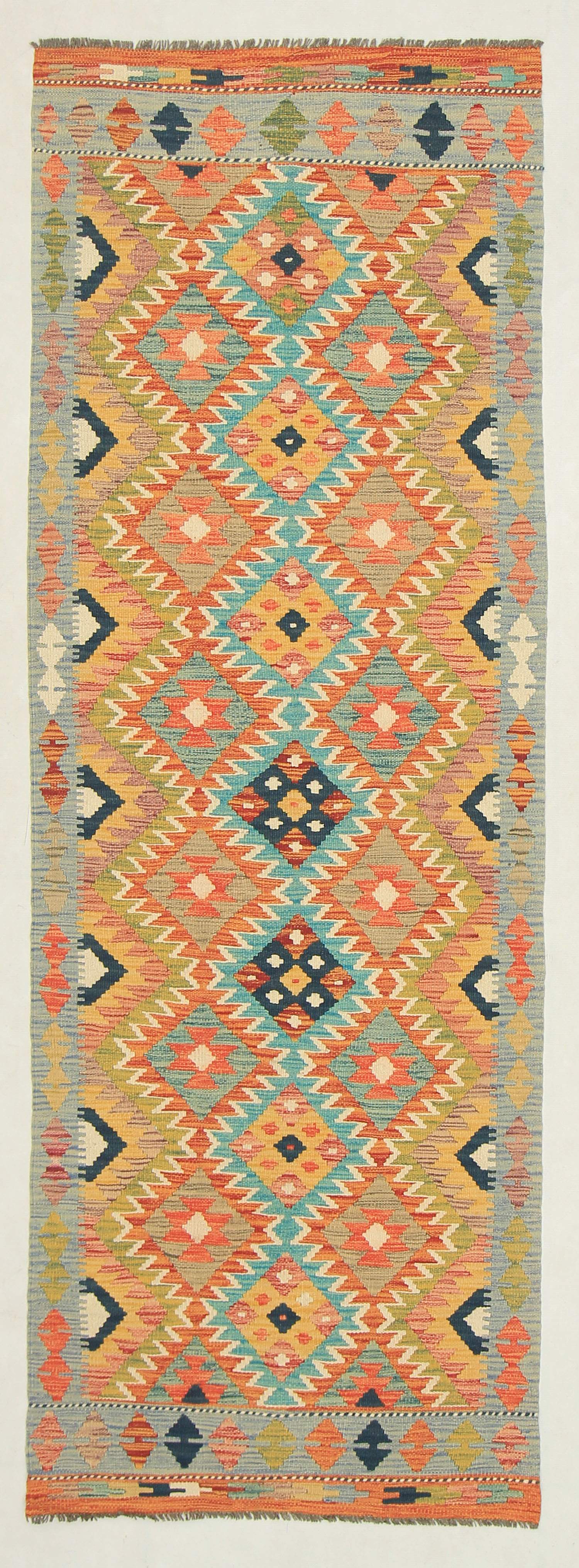 3' X 8' Multy Handmade Veggie Dye Kilim Rug Runner