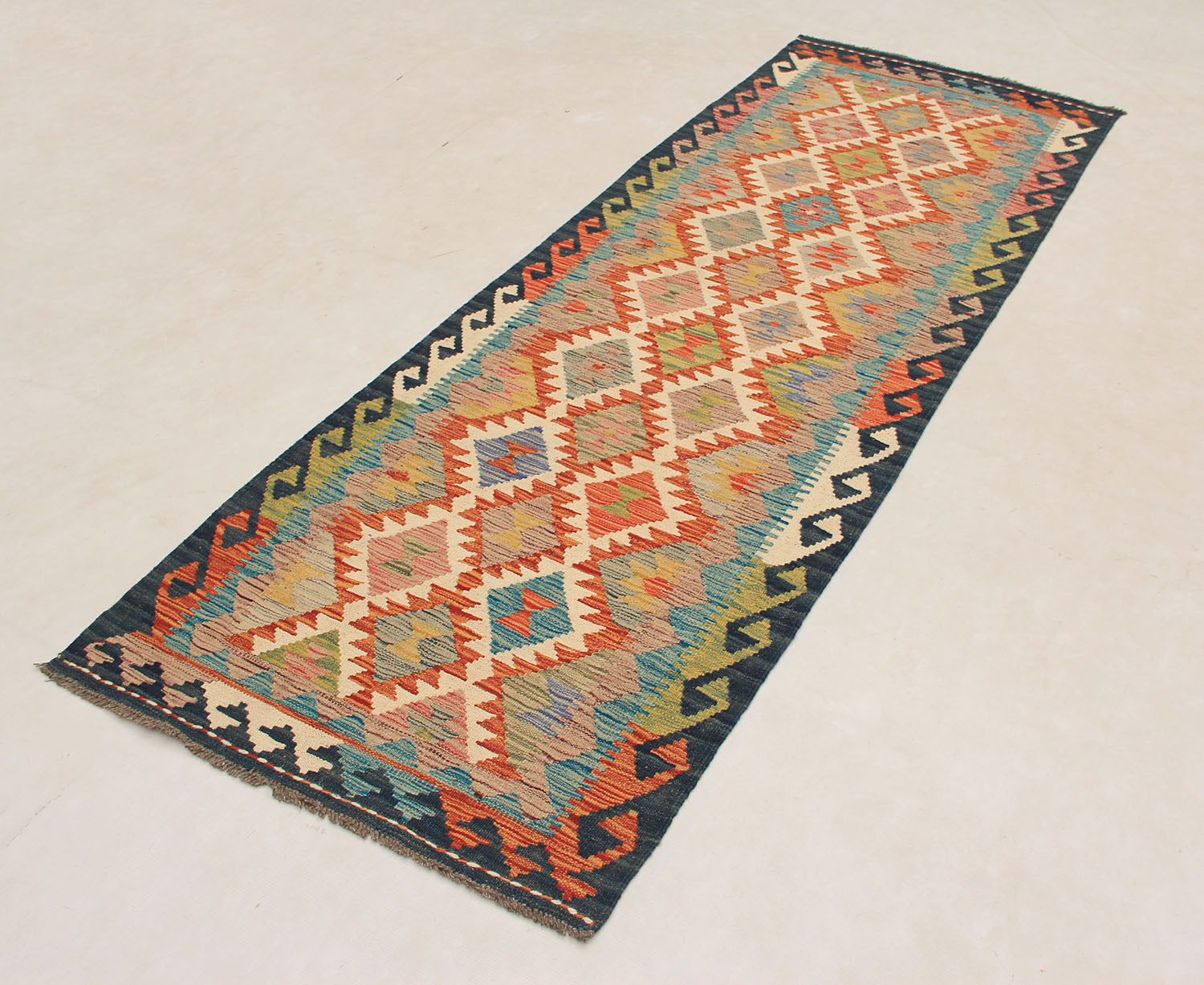 3' X 8' Multy Handmade Veggie Dye Kilim Rug Runner