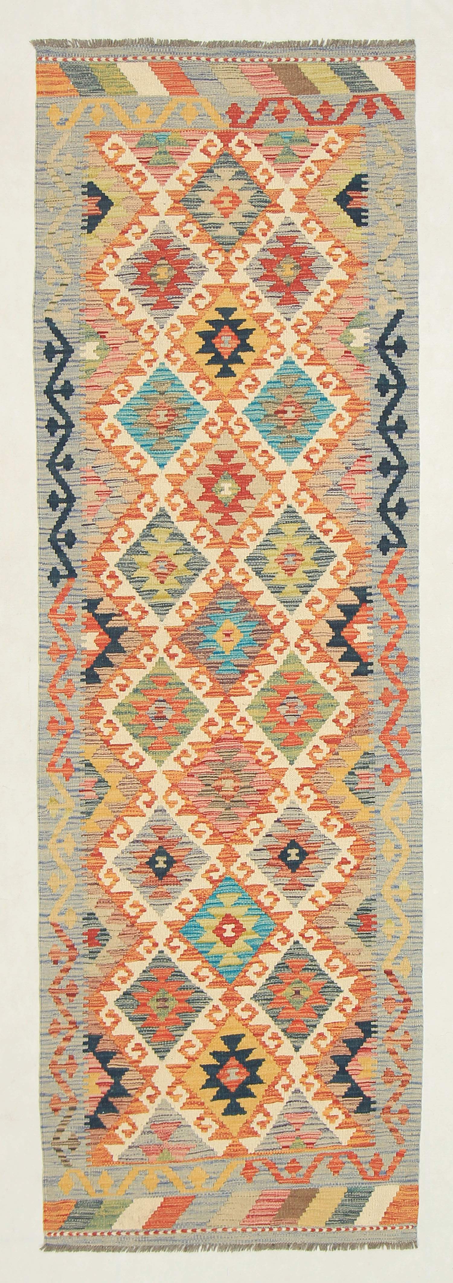 3' X 8' Multy Handmade Veggie Dye Kilim Rug Runner