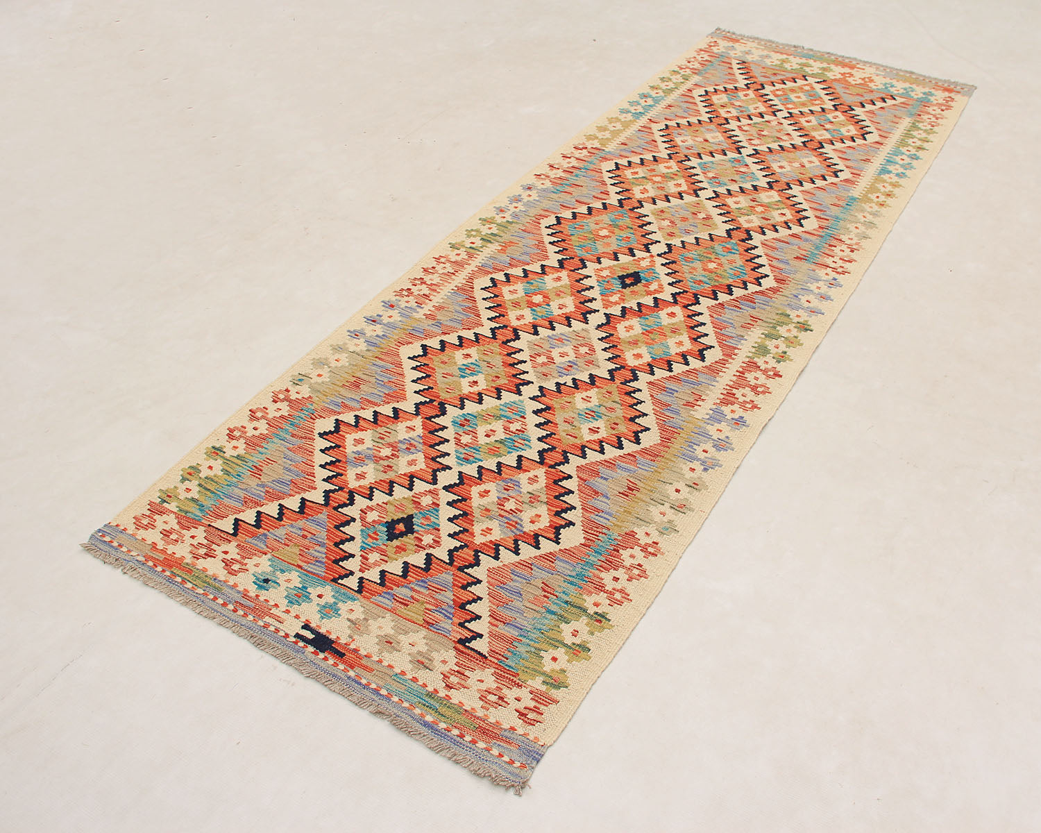 3' X 8' Multy Handmade Veggie Dye Kilim Rug Runner