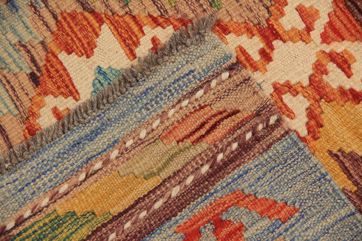 2' 6" X 9' Multy Handmade Veggie Dye Kilim Rug Runner