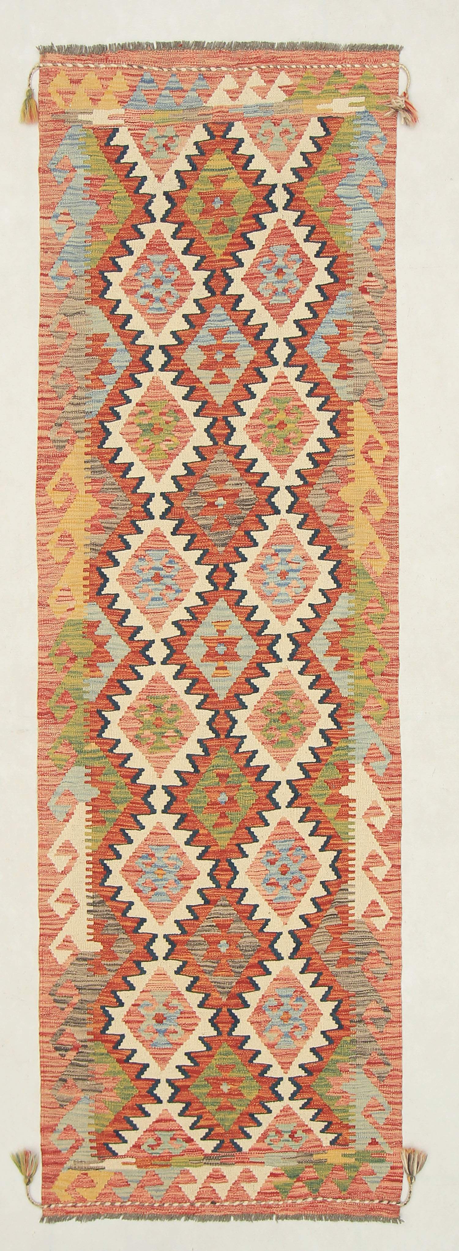 3' X 8' Multy Handmade Veggie Dye Kilim Rug Runner
