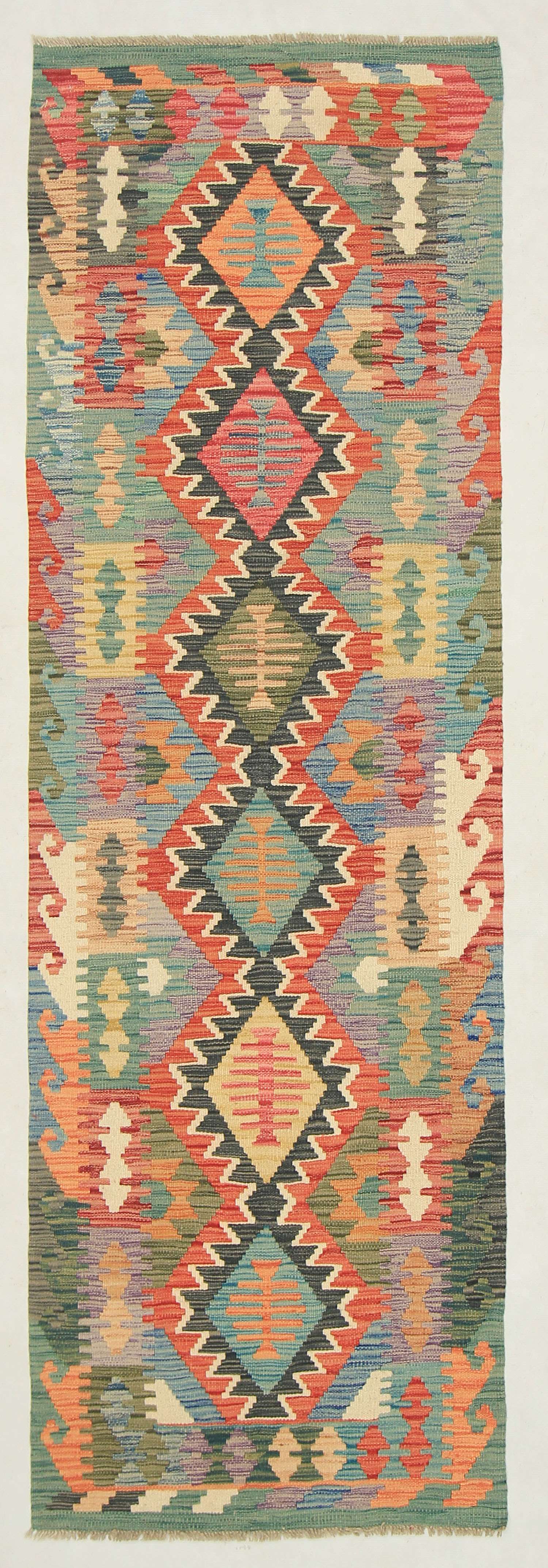 3' X 8' Multy Handmade Veggie Dye Kilim Rug Runner
