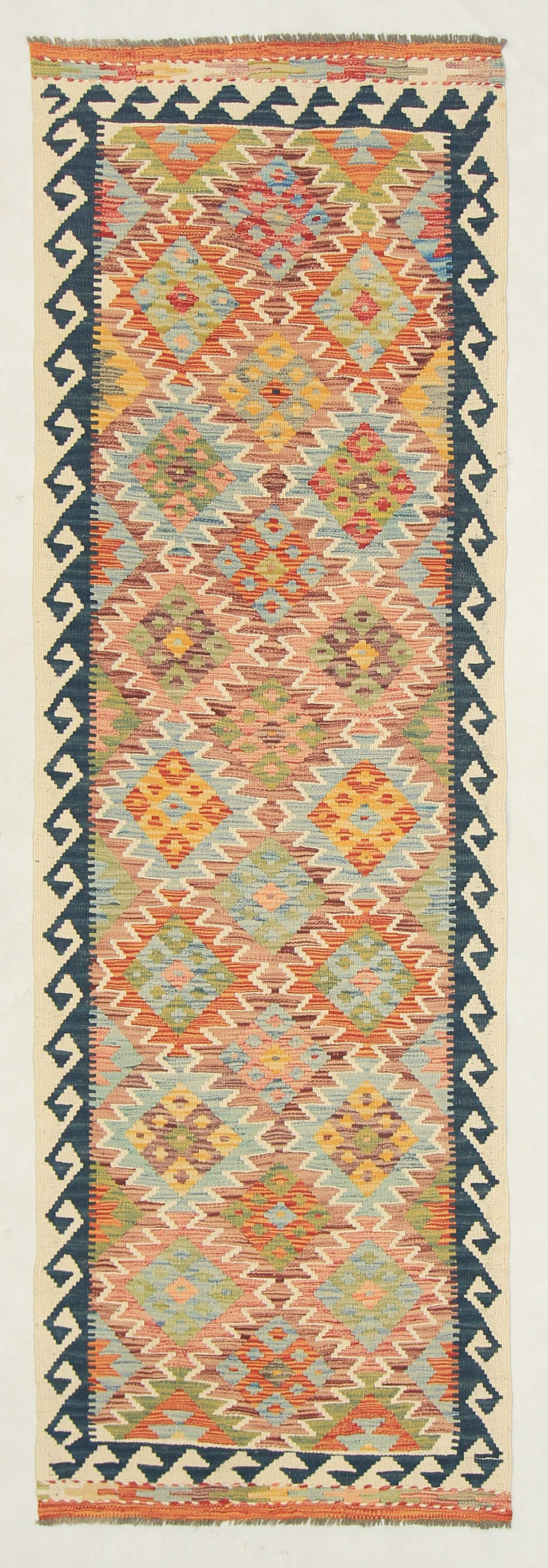 3' X 8' Multy Handmade Veggie Dye Kilim Rug Runner