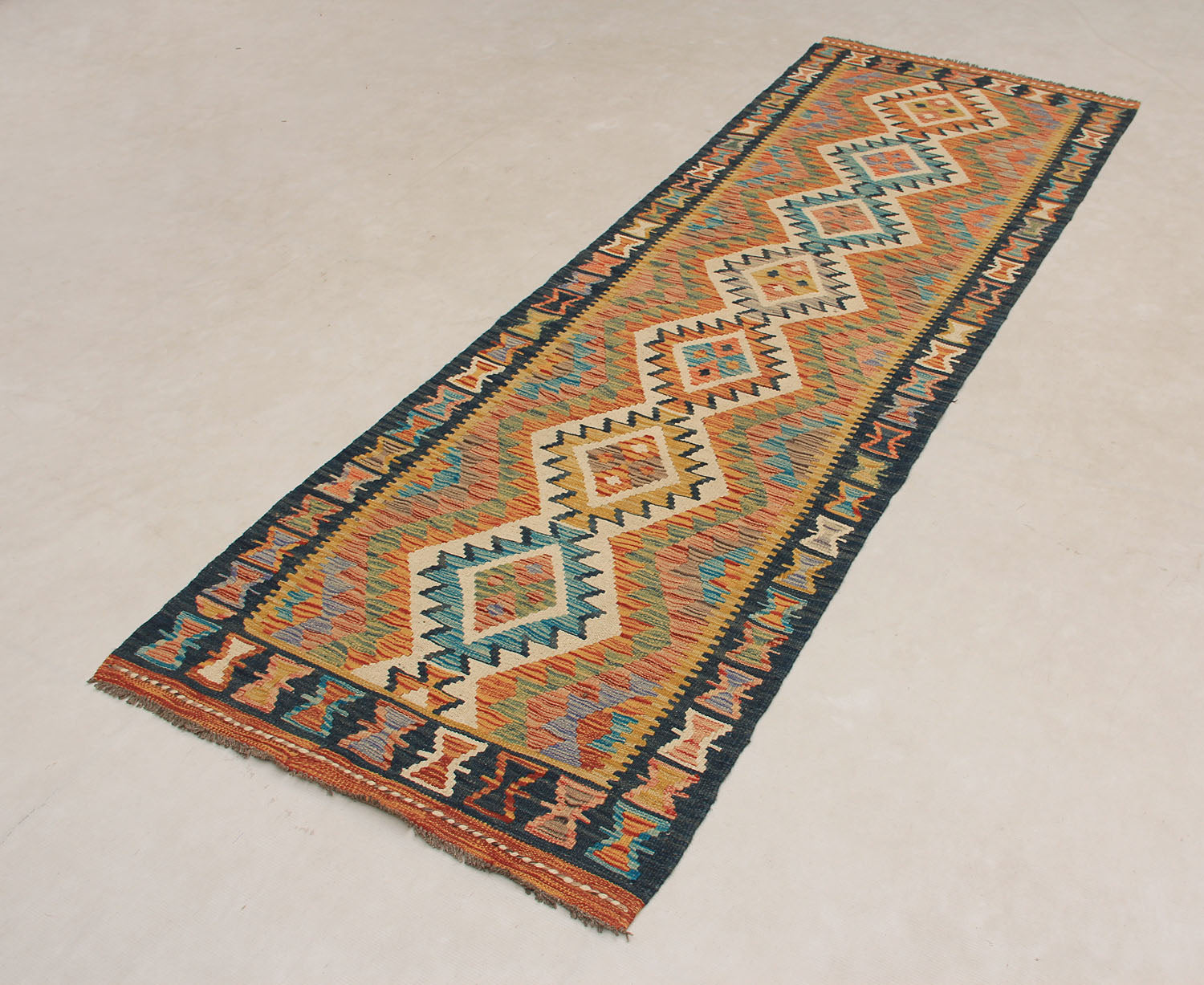 3' X 8' Multy Handmade Veggie Dye Kilim Rug Runner