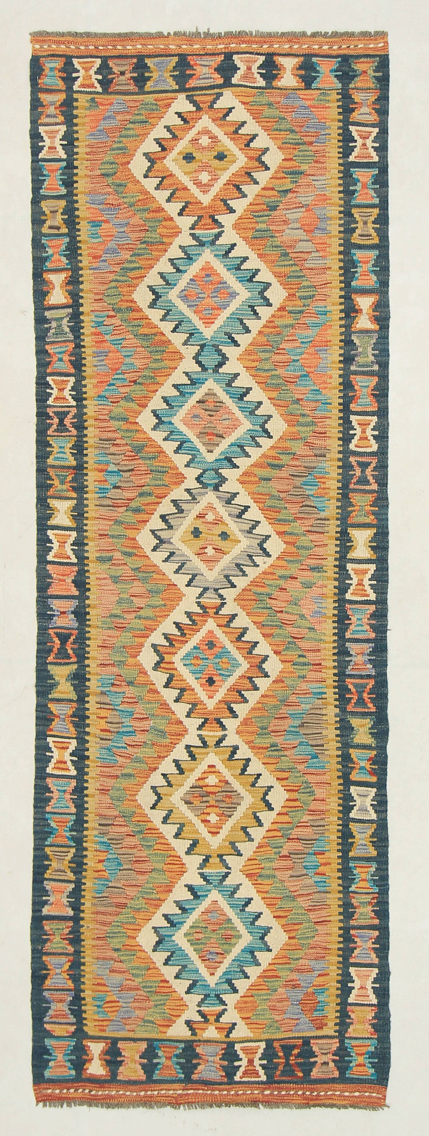 3' X 8' Multy Handmade Veggie Dye Kilim Rug Runner