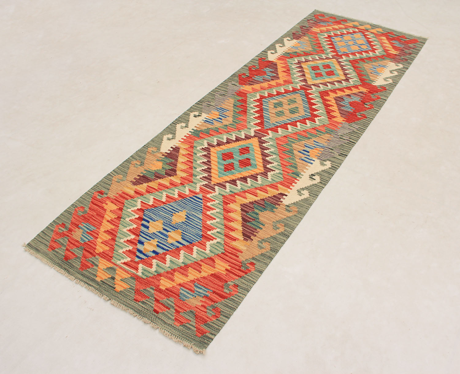 3' X 8' Multy Handmade Veggie Dye Kilim Rug Runner