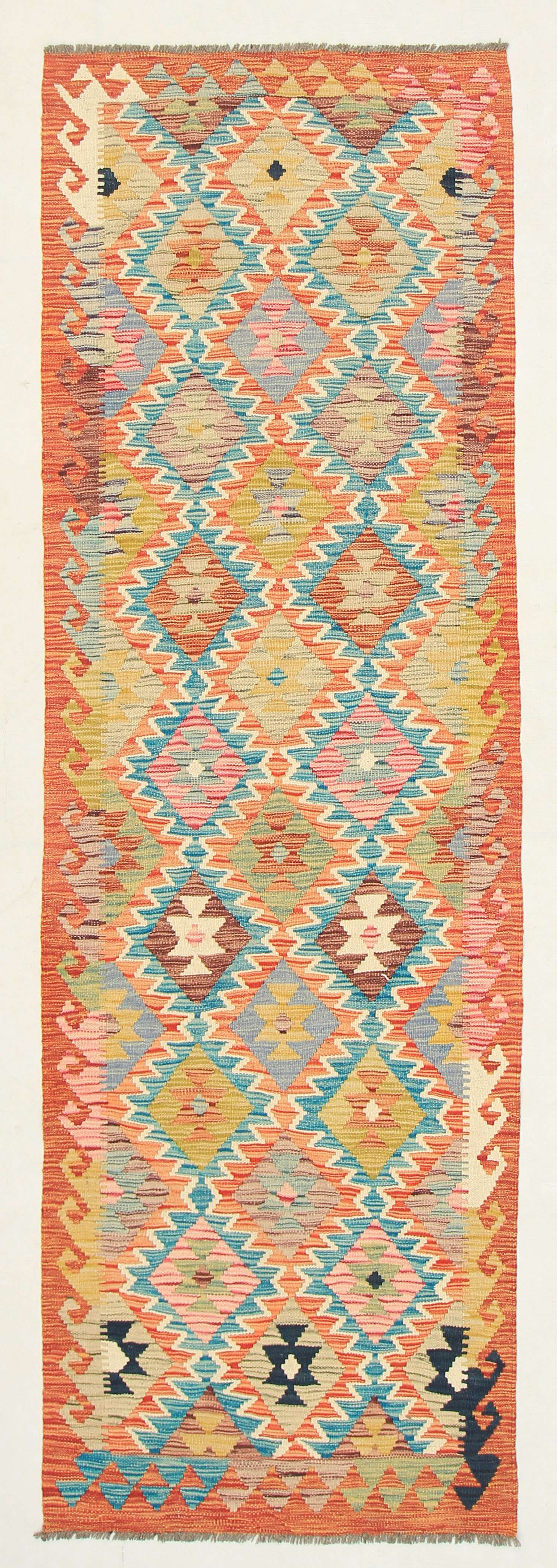 3' X 8' Multy Handmade Veggie Dye Kilim Rug Runner