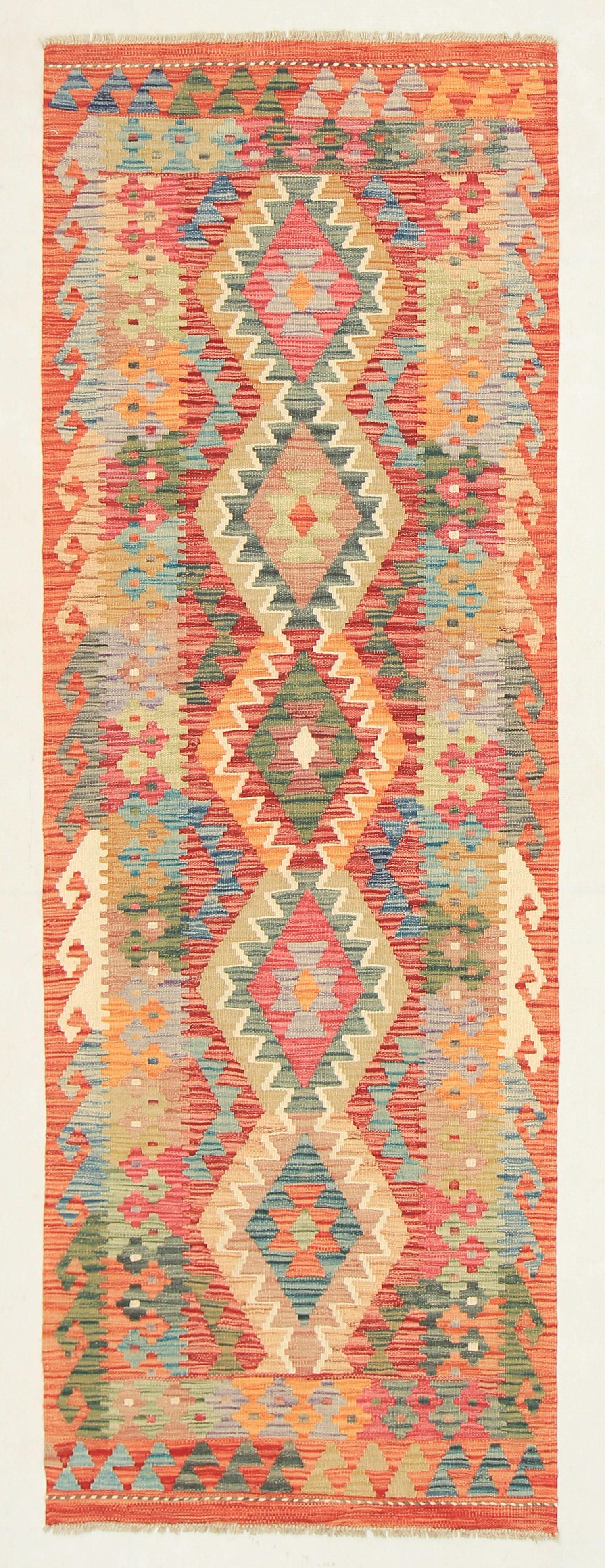 3' X 8' Multy Handmade Veggie Dye Kilim Rug Runner
