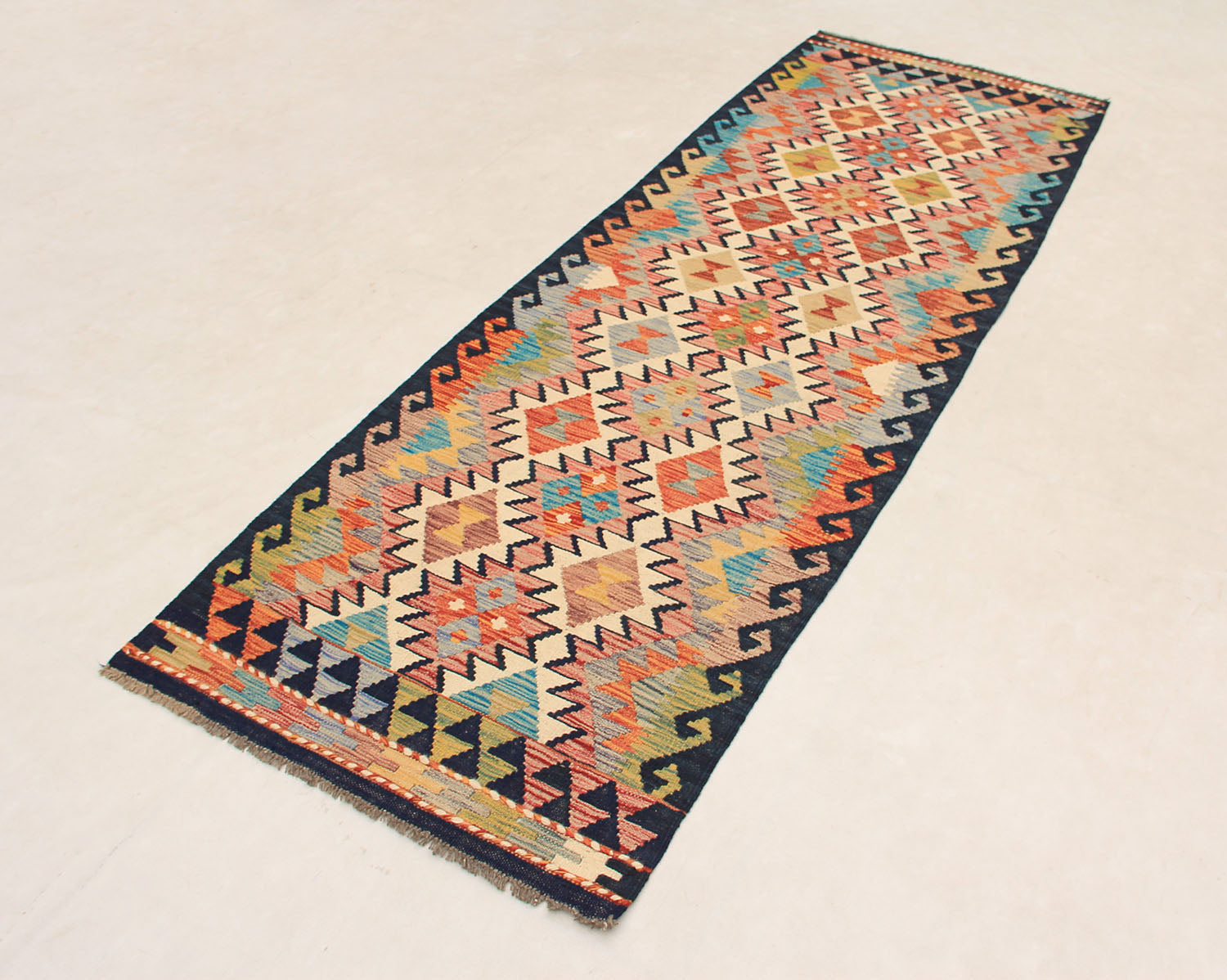 3' X 8' Multy Handmade Veggie Dye Kilim Rug Runner