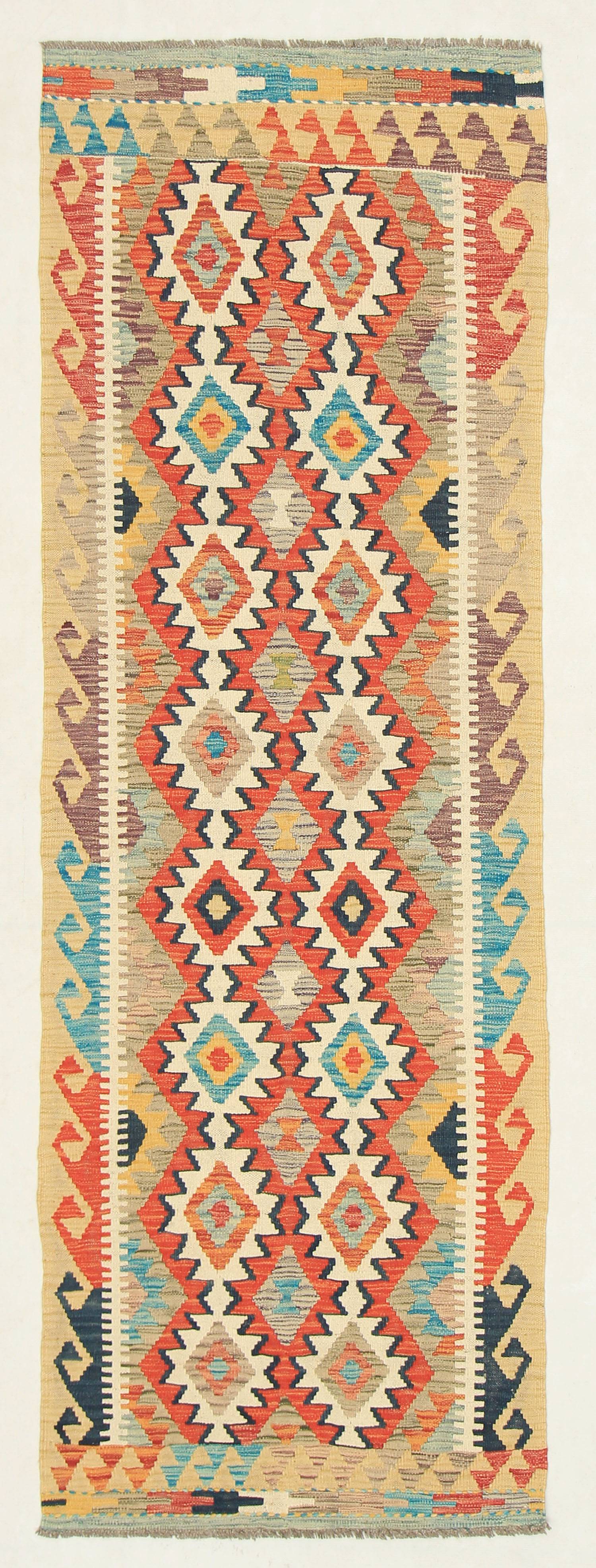 3' X 8' Multy Handmade Veggie Dye Kilim Rug Runner