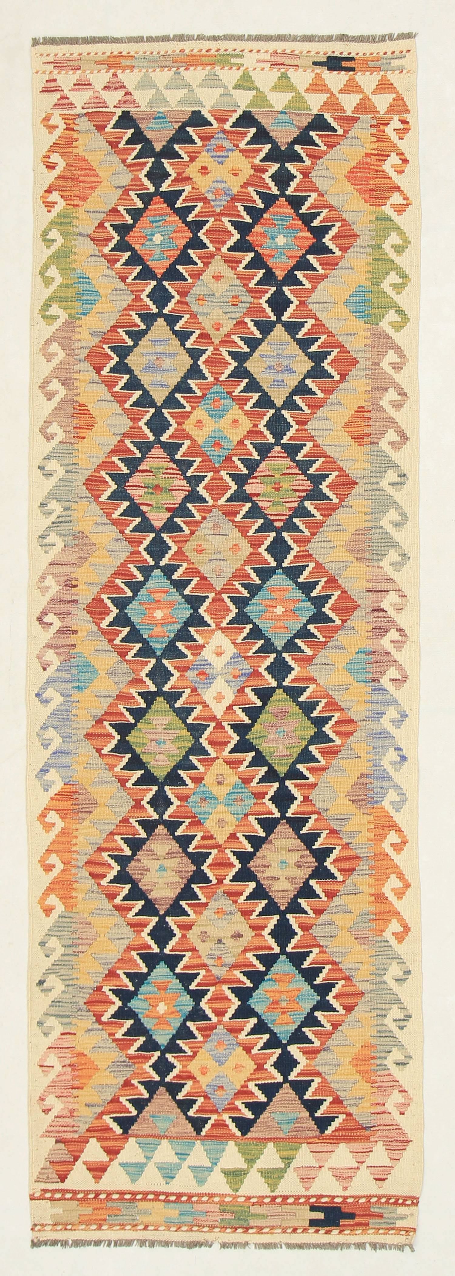 3' X 8' Multy Handmade Veggie Dye Kilim Rug Runner
