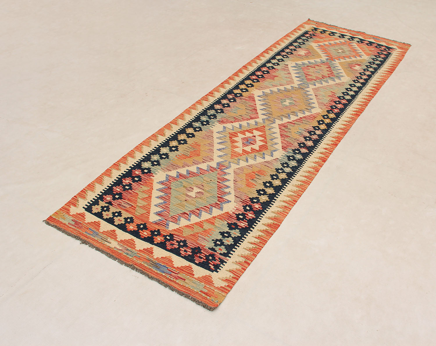 3' X 8' Multy Handmade Veggie Dye Kilim Rug Runner