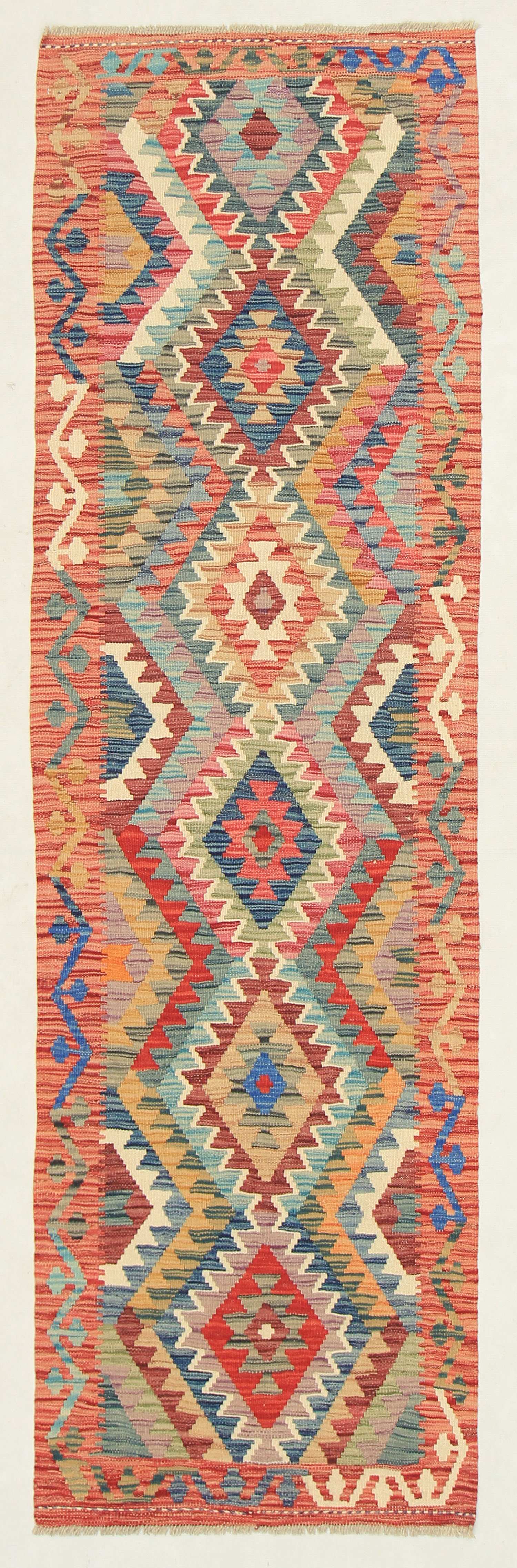 3' X 8' Multy Handmade Veggie Dye Kilim Rug Runner