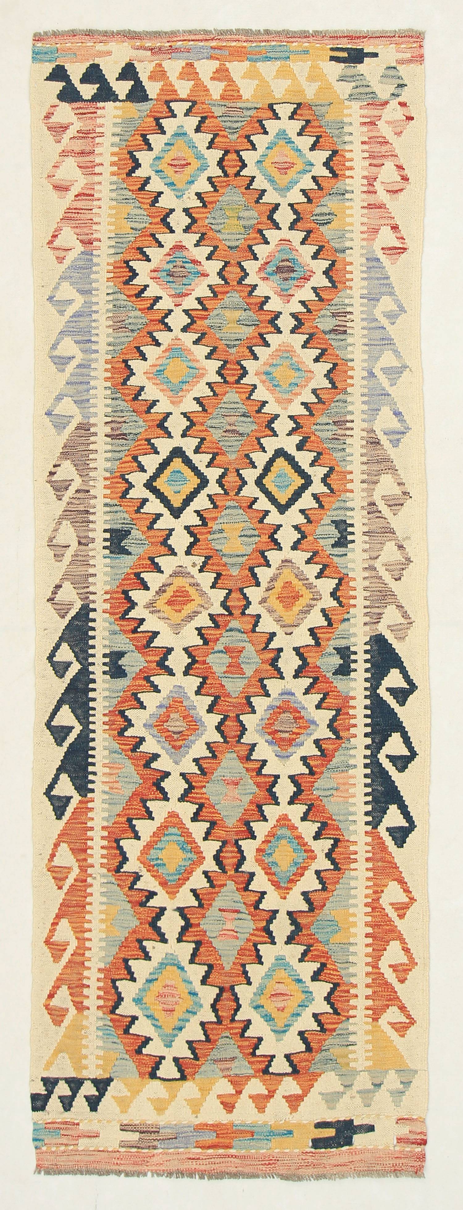 3' X 8' Multy Handmade Veggie Dye Kilim Rug Runner