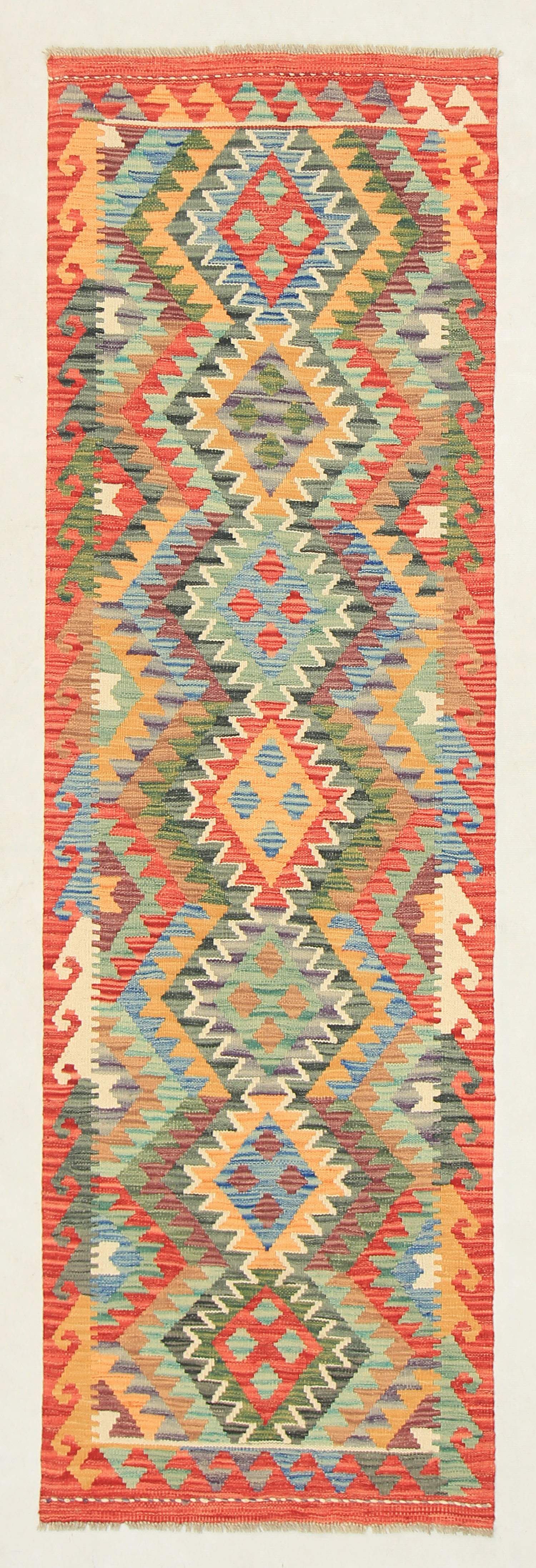 2' 6" x 8' Multy Handmade Veggie Dye Kilim Rug Runner