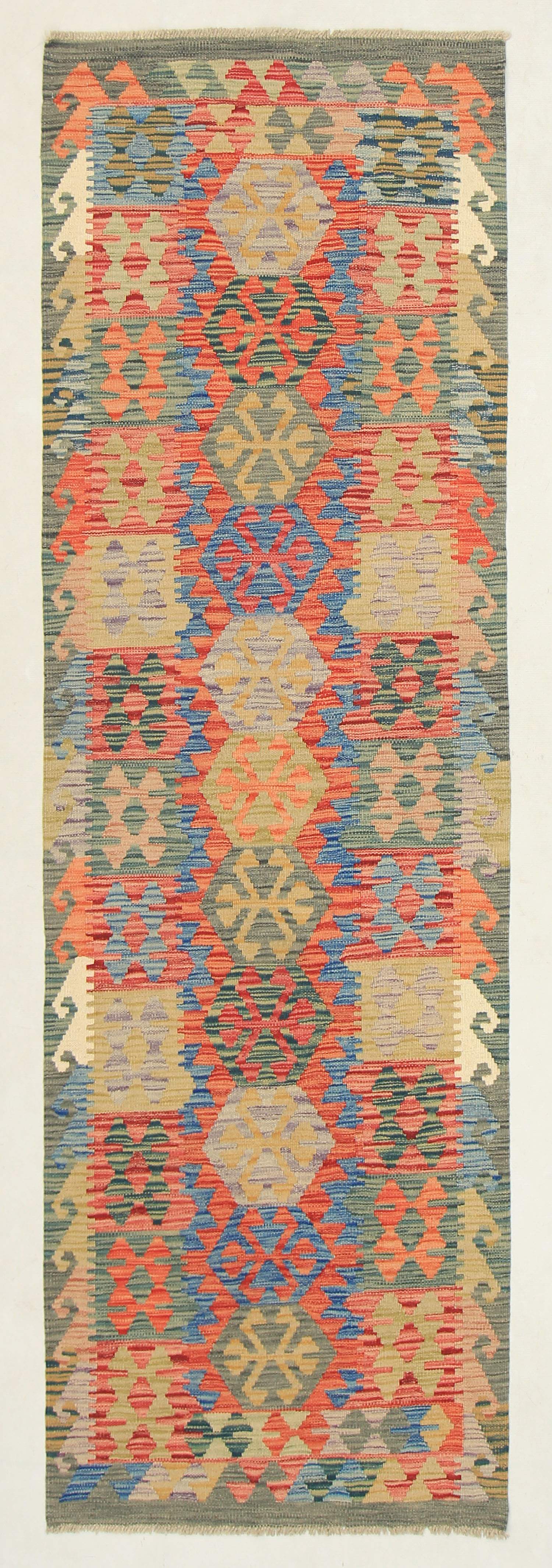 3' X 8' Multy Handmade Veggie Dye Kilim Rug Runner