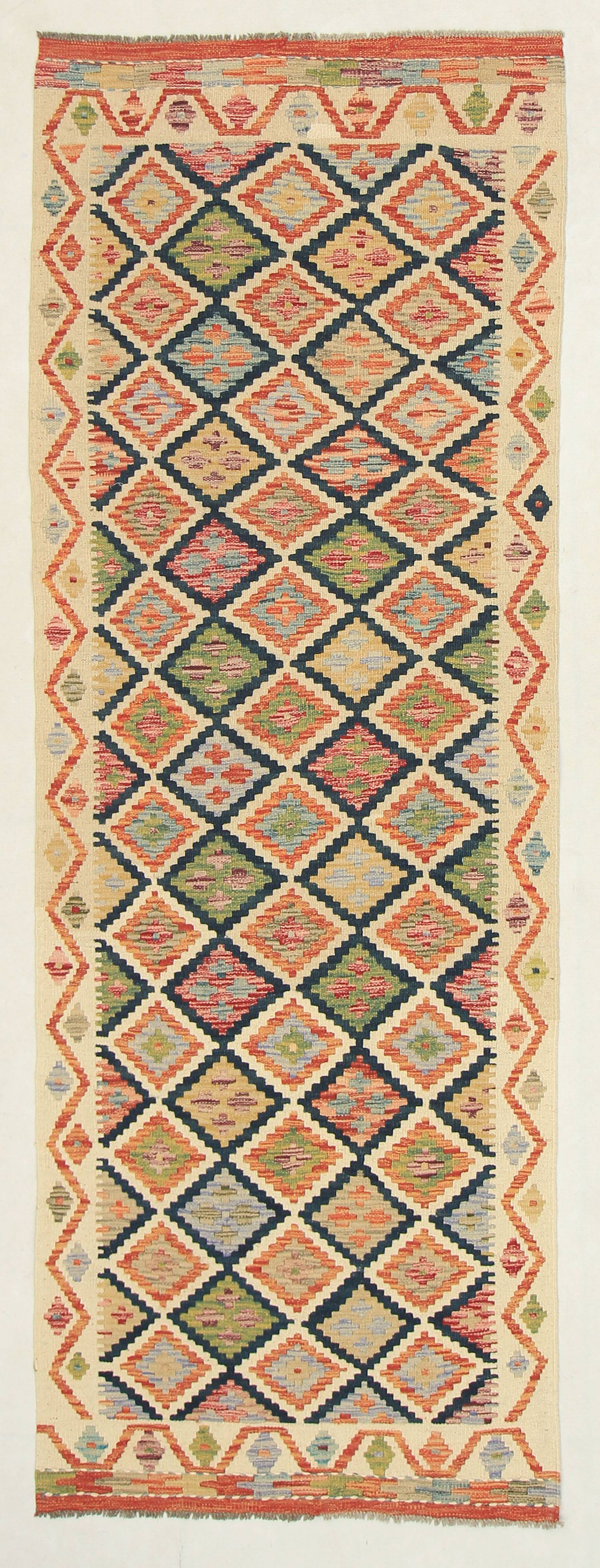 3' X 8' Multy Handmade Veggie Dye Kilim Rug Runner