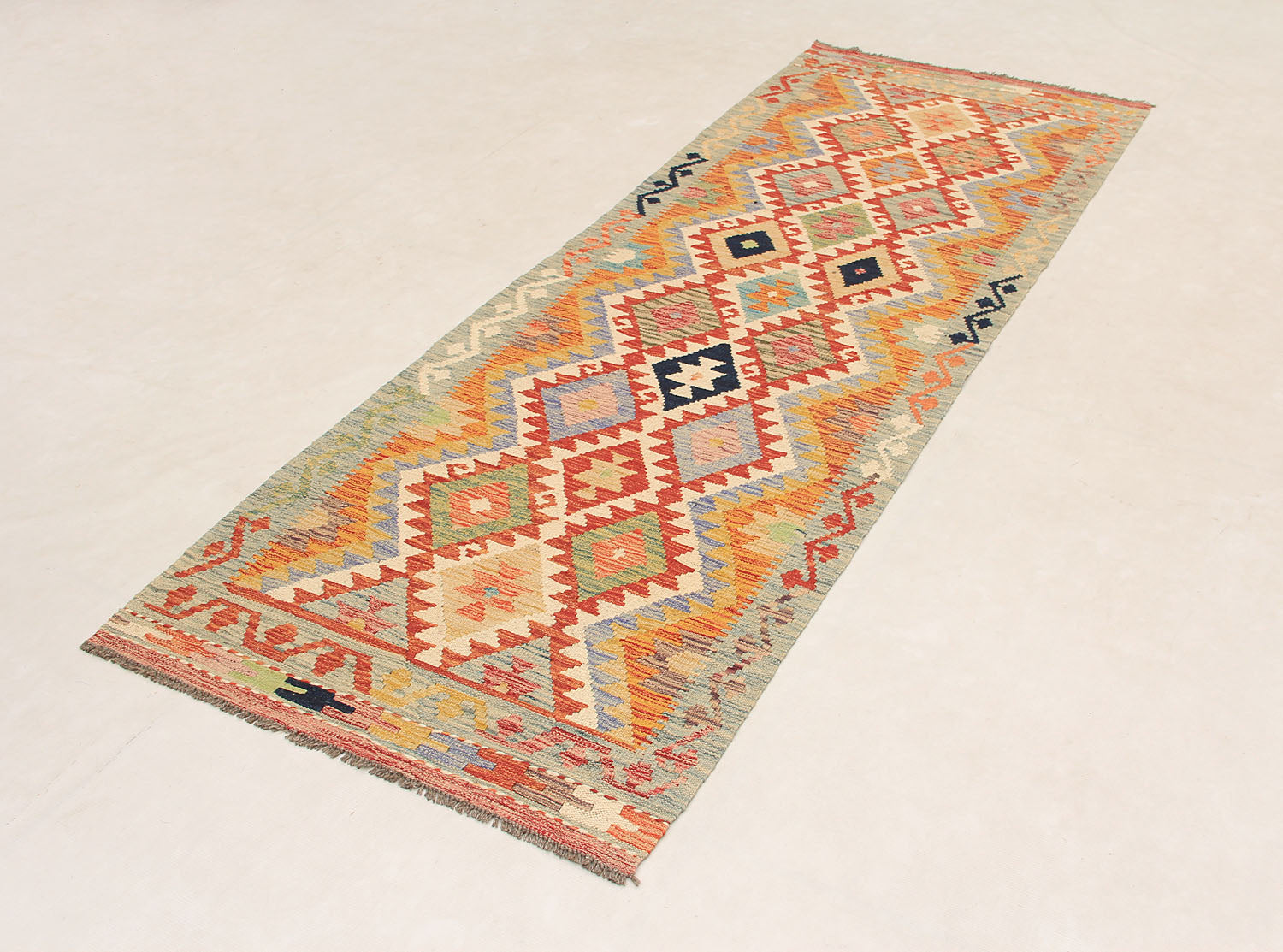 3' X 8' Multy Handmade Veggie Dye Kilim Rug Runner