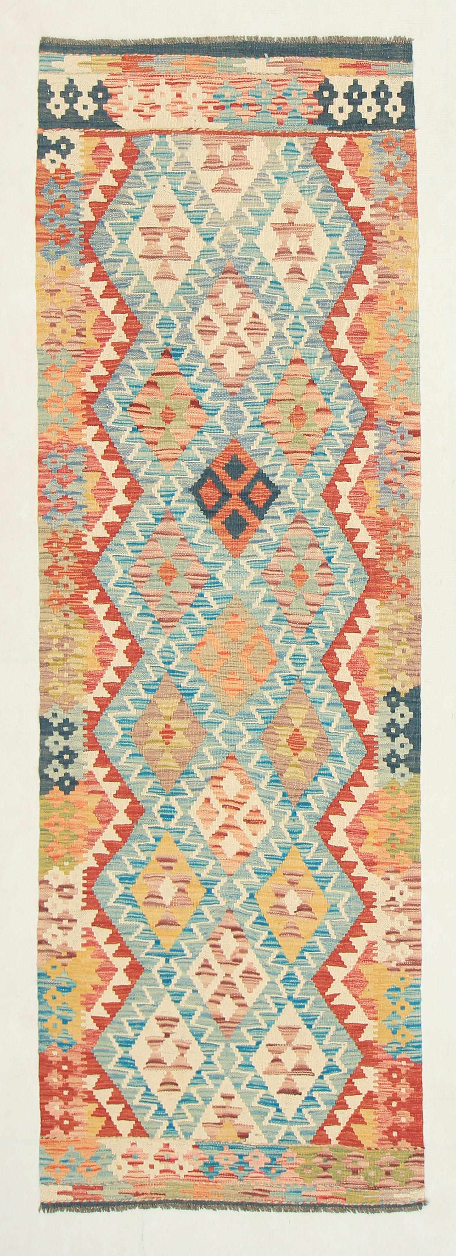 3' X 8' Multy Handmade Veggie Dye Kilim Rug Runner