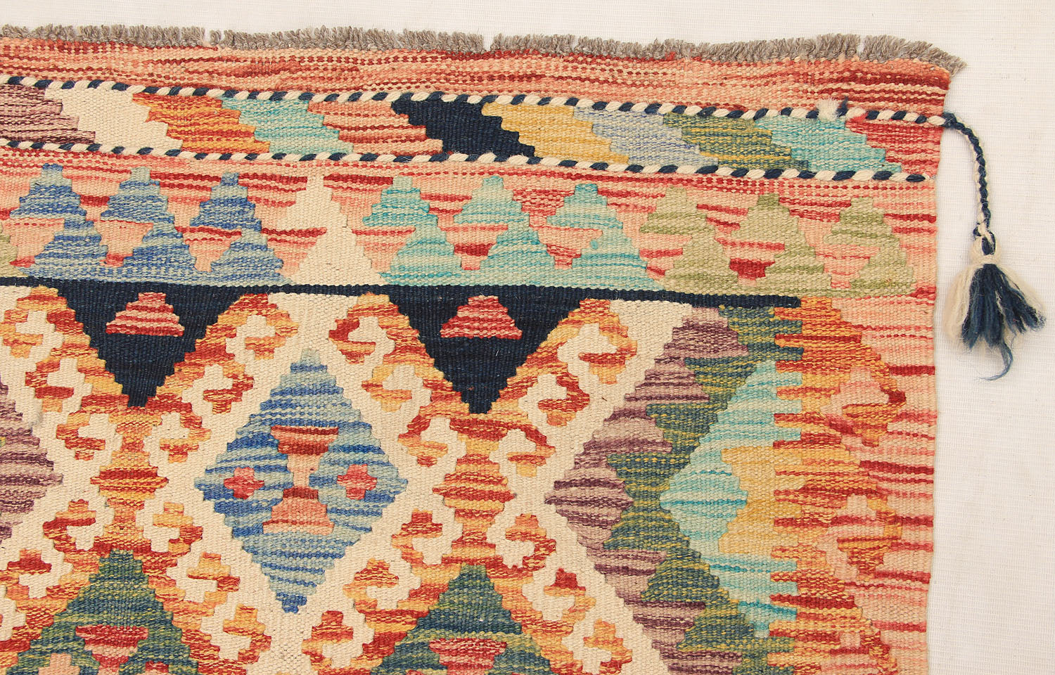 2' 6" X 9' Multy Handmade Veggie Dye Kilim Rug Runner