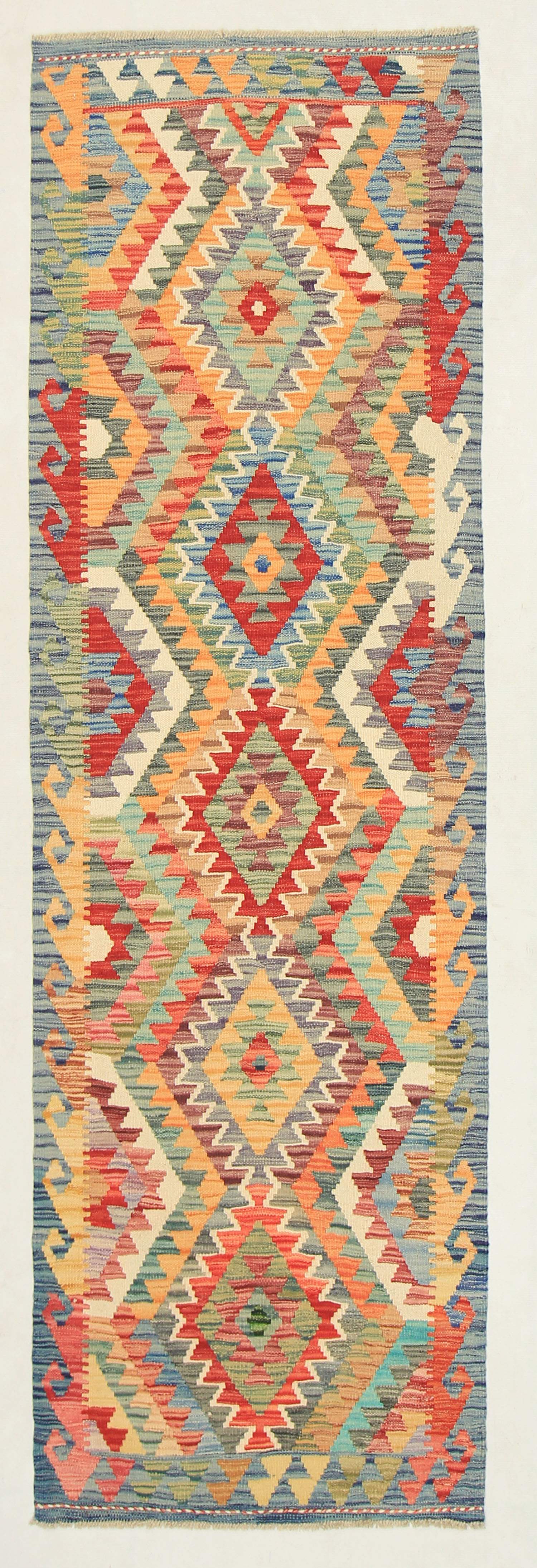 3' X 8' Multy Handmade Veggie Dye Kilim Rug Runner