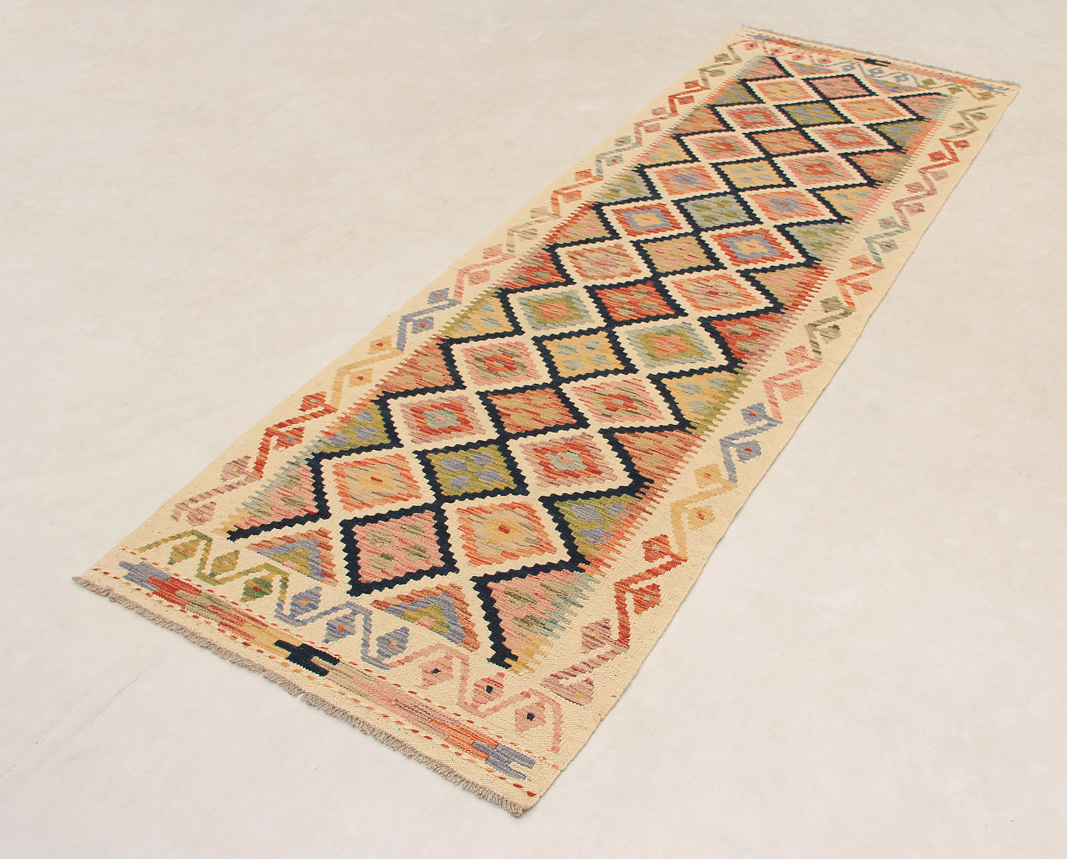 3' X 8' Multy Handmade Veggie Dye Kilim Rug Runner