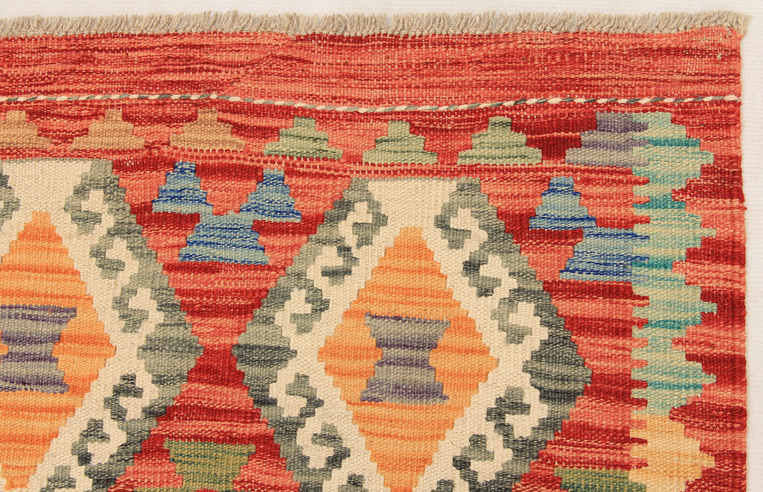 3' X 8' Multy Handmade Veggie Dye Kilim Rug Runner