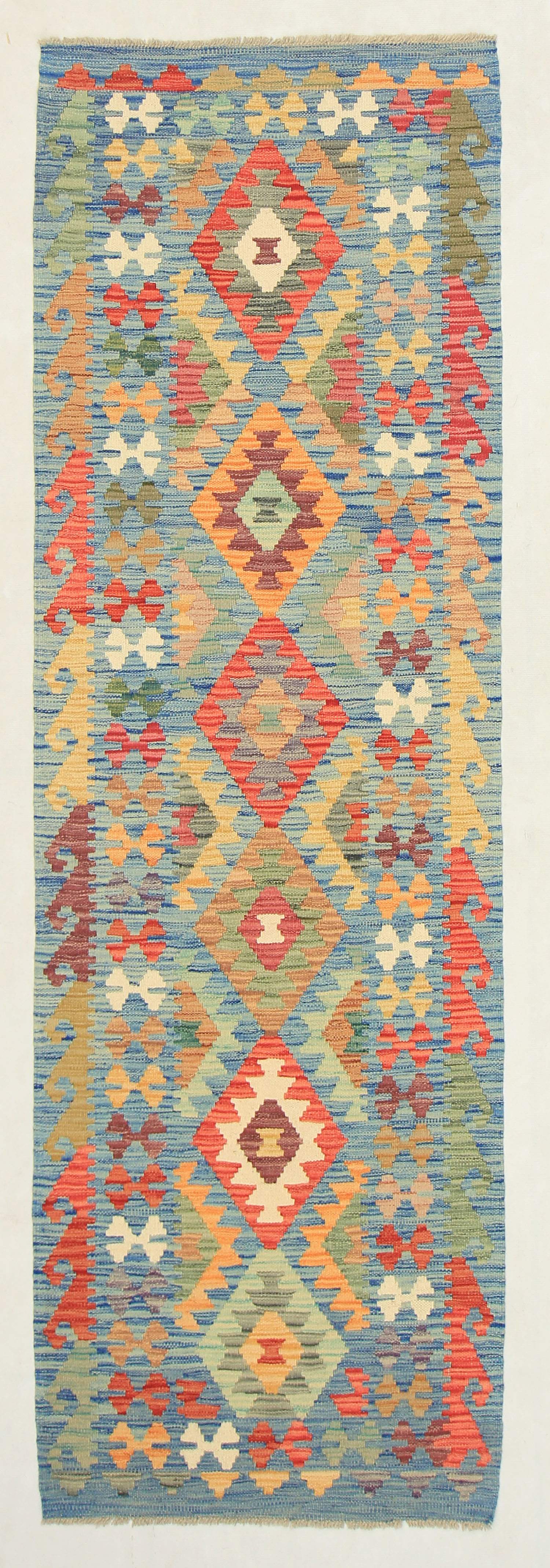3' X 8' Multy Handmade Veggie Dye Kilim Rug Runner