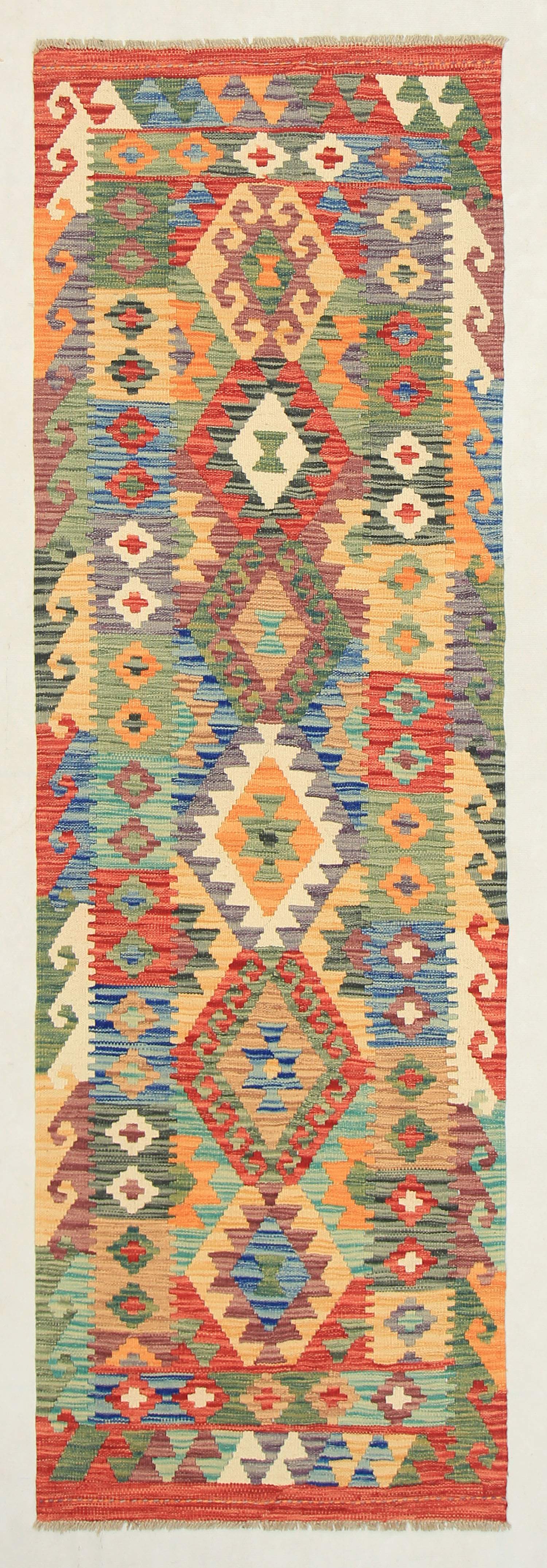 3' X 8' Multy Handmade Veggie Dye Kilim Rug Runner