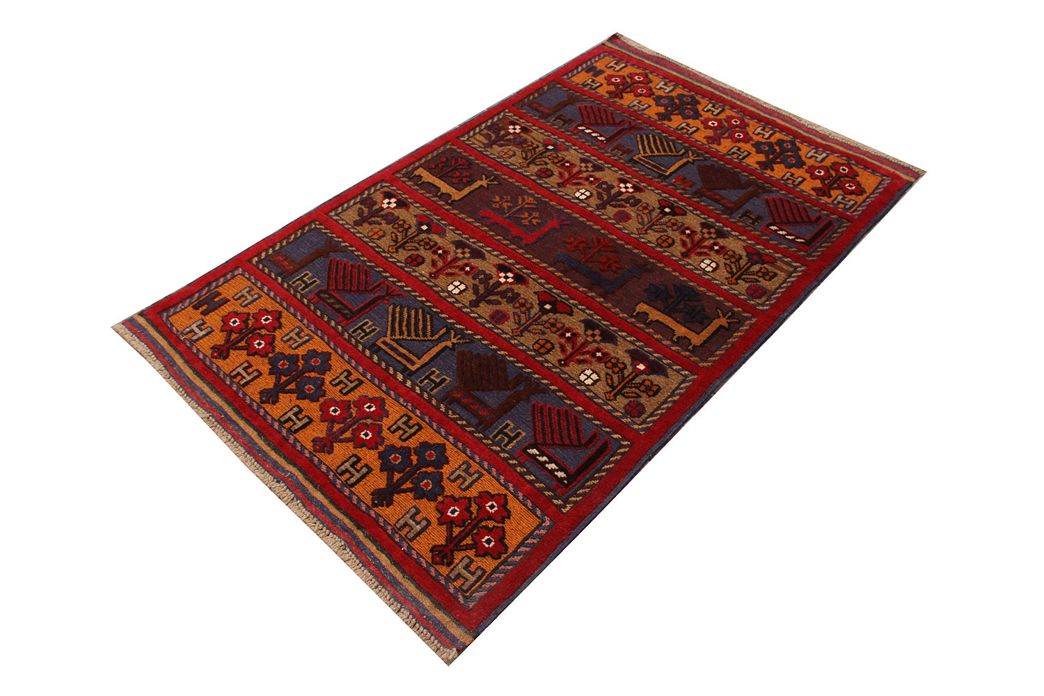 3' X 5' Multi Handmade Berjista Afghan Rug Rectangular