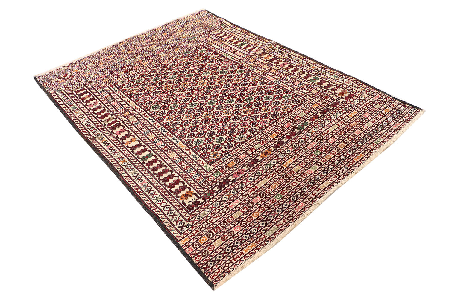 3' x 5' L.brown Handmade Biljik Maliki Kilim Wool Rug Rectangular