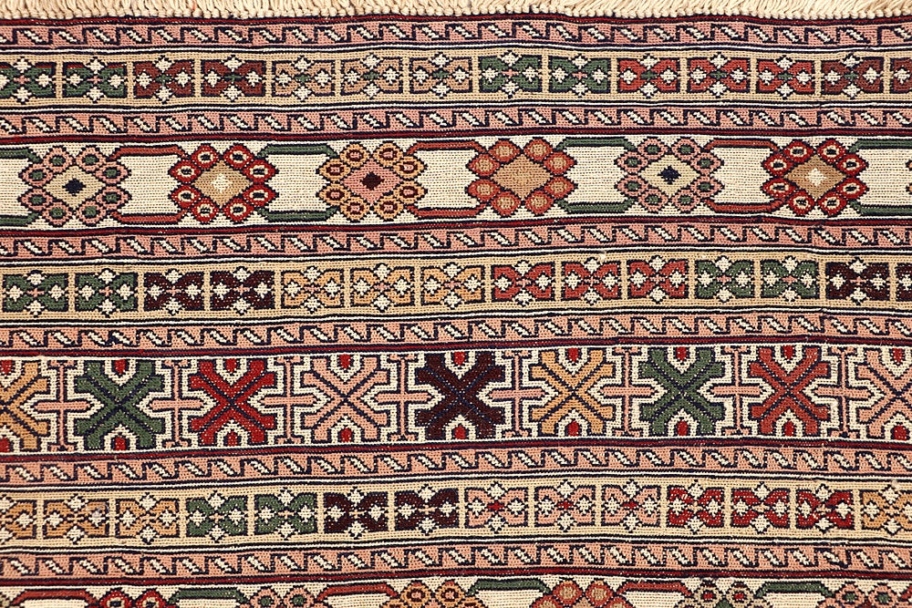 4' 6" x 6' 6 L.brown Handmade Biljik Maliki Kilim Wool Rug Rectangular