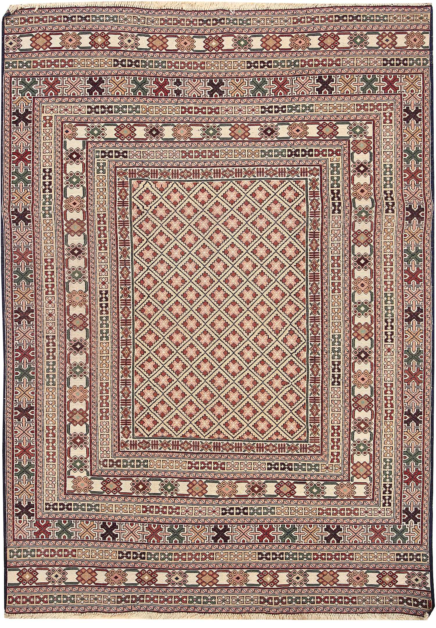 4' 6" x 6' 6 L.brown Handmade Biljik Maliki Kilim Wool Rug Rectangular