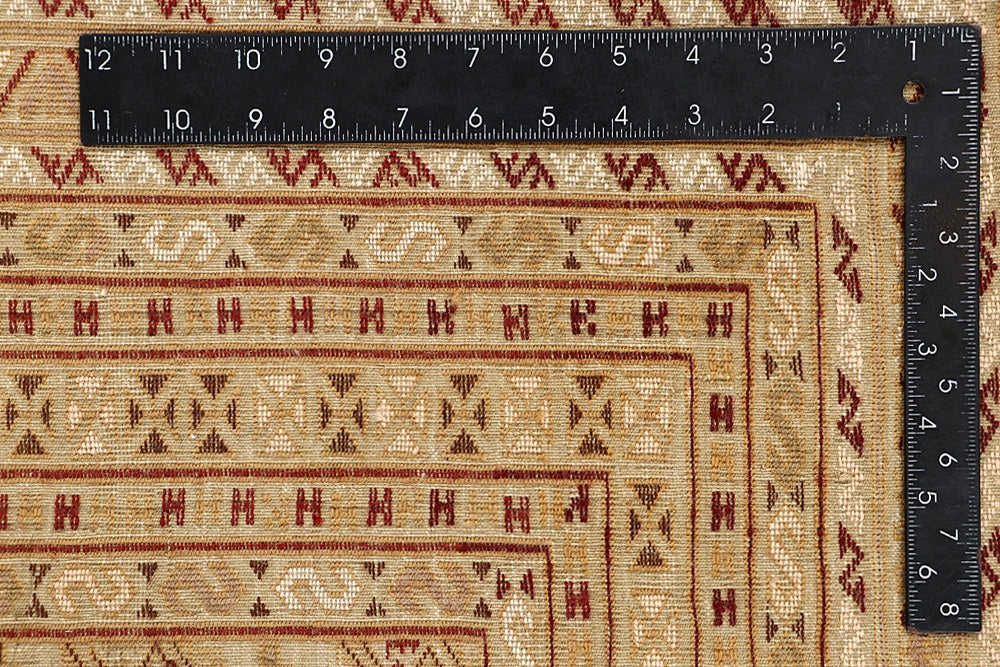 L.brown Handmade Biljik Maliki Kilim Wool Rug Rectangular