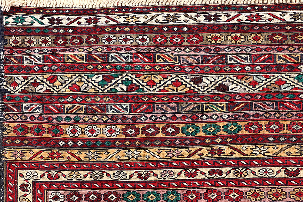 4' 6" x 6' 6 Multy Handmade Biljik Maliki Kilim Wool Rug Rectangular