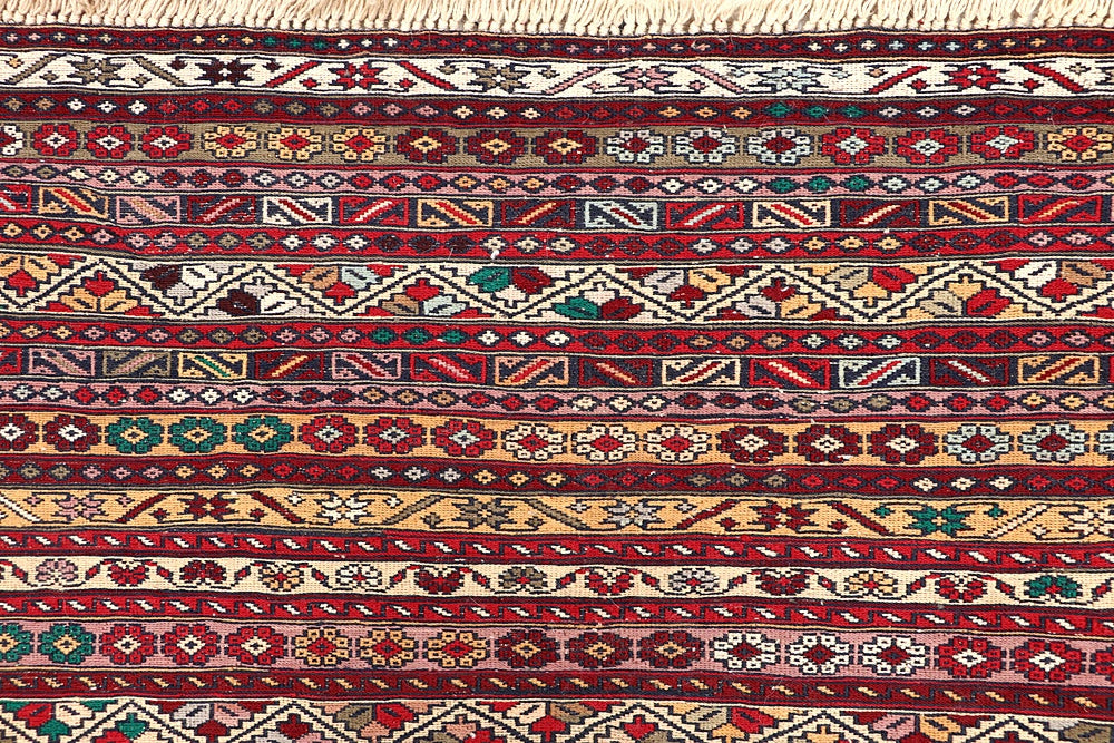 4' 6" x 6' 6 Multy Handmade Biljik Maliki Kilim Wool Rug Rectangular