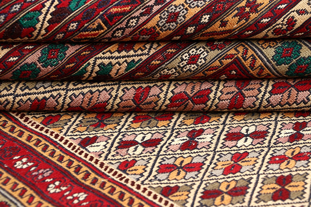 4' 6" x 6' 6 Multy Handmade Biljik Maliki Kilim Wool Rug Rectangular