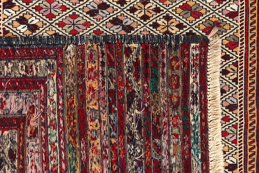 4' 6" x 6' 6 Multy Handmade Biljik Maliki Kilim Wool Rug Rectangular