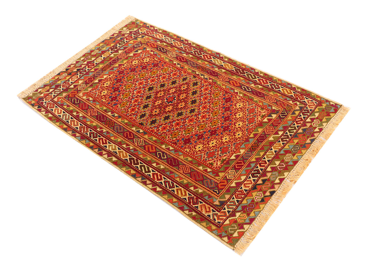 2' 6" x 4' Multy Handmade Nakhunak Afghan Rug Rectangular