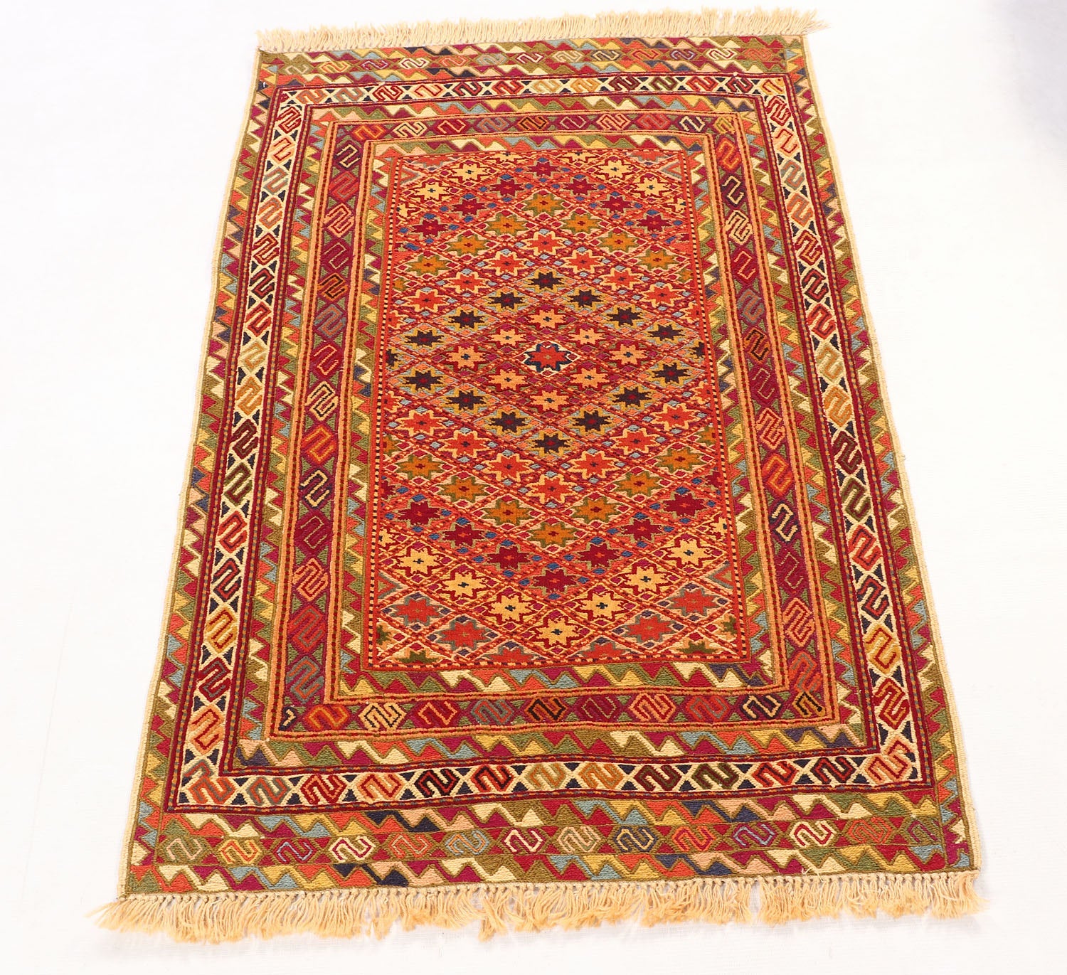 2' 6" x 4' Multy Handmade Nakhunak Afghan Rug Rectangular