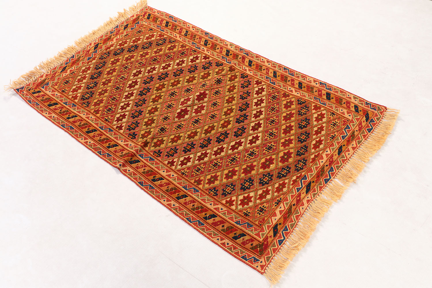 2' 6" x 4' Multy Handmade Nakhunak Afghan Rug Rectangular